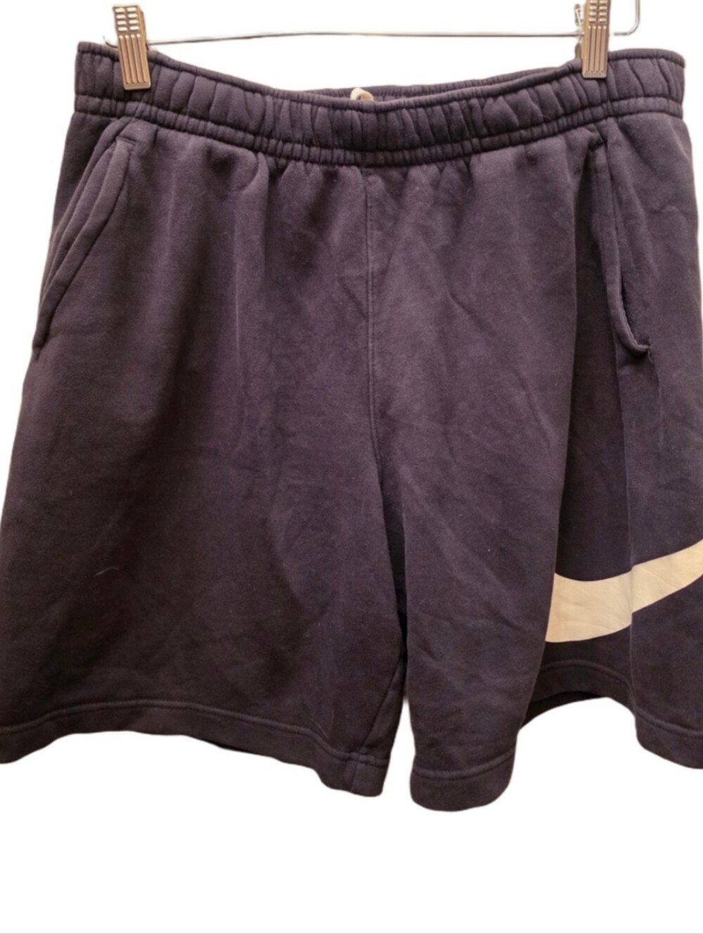 Nike Swoosh Fleece Sweat Shorts Navy Blue Cotton Blend Athletic Shorts